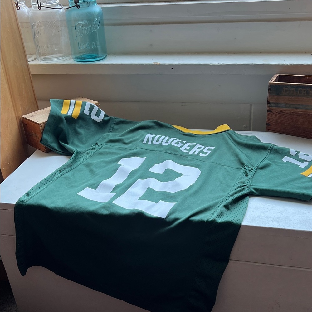 NFL Green Bay Packers #12 Rogers Green and Yellow Kids Jersey size Large - Picture 3 of 14